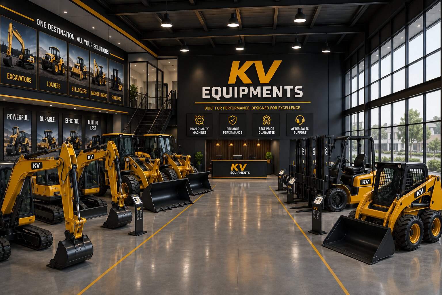 KV Equipments — machinery ready for export at the port