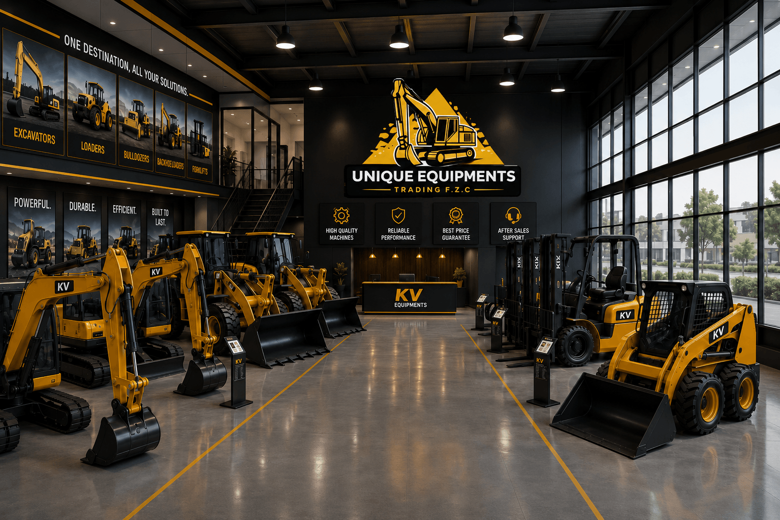 Unique Equipments Trading — machinery loaded for export from Dubai
